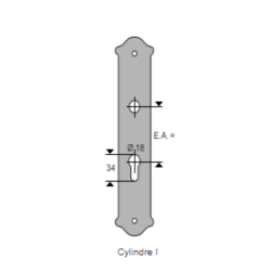 SMALL AGED IRON DOOR PLATE I-CYLINDER