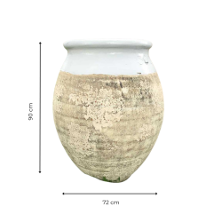 Materials of yesteryear: OLIVE JAR WITH LIGHT BLUE ENAMELLED NECK H87