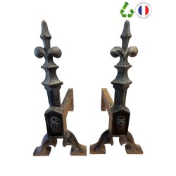 PAIRE DE CHENETS EN FONTE H57