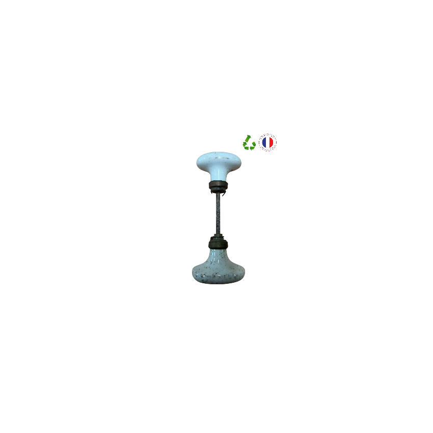 PAIRE POIGNEES PORCELAINE EN OLIVE