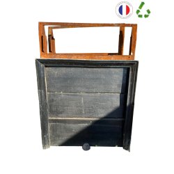 RIDEAU MOBILE DE CHEMINÉE ANCIEN EN FONTE ET FER FORGÉ A TIRAGE RÉGLABLE